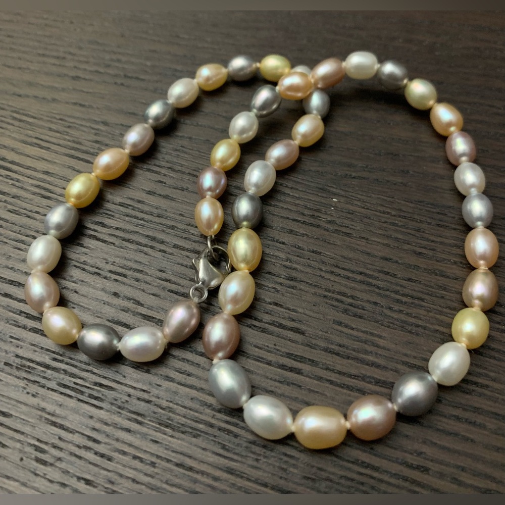 Honora Sterling Cultured Pearl Pastel Multi-Colored Necklace 16in High Luster